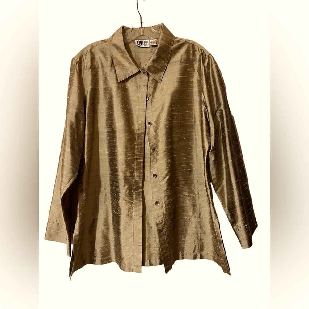 Chico's Shimmery Golden Brown Button-Up Jacket